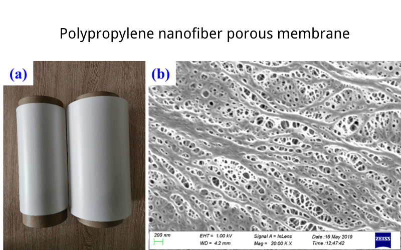Polypropylene nanofiber porous membrane